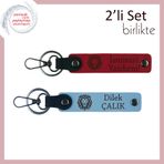 MiaWiki Aslan Motifli İsme Özel 2'li Anahtarlık Seti, Standart, MH-KAN-38382x2, kırmızı-gök mavi, erkek