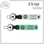 MiaWiki Aslan Temalı Deri Anahtarlık 2'li Set, Standart, MH-KAN-38252x2, beyaz-açık yeşil, erkek