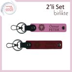 MiaWiki Aslan Temalı Kişiye Özel 2'li Anahtarlık Seti, Standart, MH-KAN-38434x2, pembe-bordo, erkek