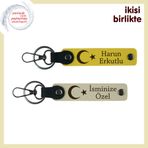 MiaWiki Ay Yıldız Desenli Kişisel Anahtarlık, Tek Ebat, MH-KAN-32692x2, sarı-sütlü kahve, üniseks-yetişkin