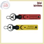 MiaWiki Ay Yıldız Desenli Kişisel Deri Anahtarlık, Standart, MH-KAN-32637x2, nar çiçeği-sarı, üniseks-yetişkin
