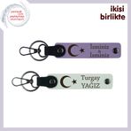 MiaWiki Ay Yıldız İsim Yazılı 2'li Anahtarlık Seti, Standart, MH-KAN-32607x2, mor menekşe-beyaz, üniseks-yetişkin