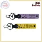 MiaWiki Ay Yıldız TC İşlemeli Anahtarlık Takımı, Standart, MH-KAN-32943x2, mor menekşe-sarı, üniseks-yetişkin