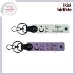MiaWiki Ay Yıldız TC Temalı 2'li Kişisel İsimli Anahtarlık, Standart, MH-KAN-32795x2, beyaz-mor menekşe, üniseks-yetişkin