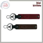 MiaWiki Ay Yıldız Temalı Deri Anahtarlık Seti, Standart, MH-KAN-32485x2, bordo-koyu kahve, üniseks-yetişkin