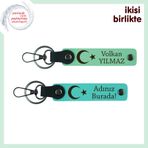 MiaWiki Ay Yıldız Temalı İsim Yazılı 2'li Anahtarlık, Standart, MH-KAN-32459x2, açık yeşil-turkuaz, üniseks-yetişkin