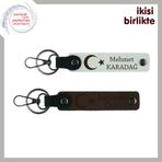MiaWiki Ay Yıldız Temalı İsim Yazılı 2'li Anahtarlık, Standart, MH-KAN-32467x2, beyaz-koyu kahve, üniseks-yetişkin