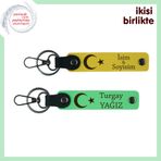 MiaWiki Ay Yıldız Temalı İsim Yazılı 2'li Anahtarlık, Standart, MH-KAN-32681x2, sarı-fıstık yeşil, üniseks-yetişkin