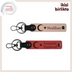MiaWiki Ay Yıldızlı Deri Anahtarlık 2'li Set, Standart, MH-KAN-32742x2, yavru ağzı-nar çiçeği, üniseks-yetişkin
