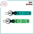 MiaWiki Ay Yıldızlı Deri Anahtarlık Takımı, Standart, MH-KAN-32555x2, koyu turkuaz-fıstık yeşil, üniseks-yetişkin
