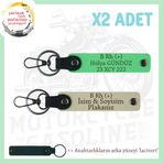 MiaWiki B Rh (+) Kan Grubu Motorcu Plakalı Deri Anahtarlık, Standart, MH-KAN-MT-8161x2, Sütlü Kahve-Fıstık Yeşil-lacivert, üniseks-yetişkin