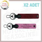 MiaWiki Biker Tarzına Özel İsim Plaka ve B Rh (-) Kan Grubu Yazılı Hediye, Deri 2'li Anahtarlık, Standart, MH-KAN-MT-5130x2, Pembe-Bordo, üniseks-yetişkin