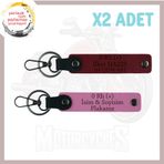 MiaWiki Biker Tarzına Özel İsim Plaka ve Kan Grubu Yazılı Deri Anahtarlık, Standart, MH-KAN-MT-4730x2, Pembe-Bordo, üniseks-yetişkin