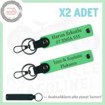 MiaWiki Çifti Kişiye Özel Plaka & İsimli Deri Anahtarlık, Standart, MH-KAN-MT-11536x2, Fıstık Yeşil-lacivert, üniseks-yetişkin
