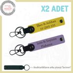 MiaWiki Çiftler İçin x2'li Deri Anahtarlık Mor-Sarı-Laci, Standart, MH-KAN-MT-11888x2, Mor Menekşe-Sarı-lacivert, üniseks-yetişkin