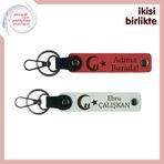 MiaWiki Çocuk ve Ayyıldız Desenli Deri Anahtarlık Seti, Tek Ebat, MH-KAN-34771x2, nar çiçeği-beyaz, üniseks-çocuk