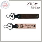 MiaWiki Deri 2'li Anahtarlık Takımı Aslan Desenli, Standart, MH-KAN-38340x2, koyu kahve-yavru ağzı, üniseks-yetişkin