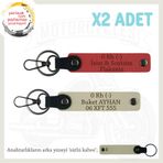 MiaWiki Deri Anahtarlık İsim Plaka Kan Grubu Yazılı, Standart, MH-KAN-MT-10991x2, Nar Çiçeği-Sütlü Kahve-sütlü kahve, üniseks-yetişkin