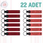 MiaWiki Deri Anahtarlık Kişiselleştirilebilir 22'li Set, Küçük Boy, MH-KAN9095X22, Kırmızı & Nar Çiçeği, üniseks-yetişkin