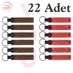 MiaWiki Deri Anahtarlık Kişiselleştirilebilir 22'li Set, Standart, MH-KAN9018X22, Açık Kahve & Nar Çiçeği, üniseks-yetişkin