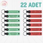 MiaWiki Deri Anahtarlık Kişiselleştirilebilir 22'li Set, Standart, MH-KAN9032X22, Açık Yeşil & Nar Çiçeği, üniseks-yetişkin