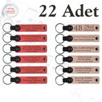 MiaWiki Deri Anahtarlık Kişiselleştirilebilir 22'li Set, Standart, MH-KAN9120X22, Nar Çiçeği & Pudra, üniseks-yetişkin