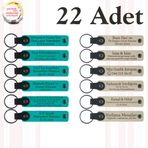 MiaWiki Deri Anahtarlık Kişiselleştirilebilir 22'li Set, Tek Ebat, MH-KAN9082X22, Koyu Turkuaz & Sütlü Kahve, üniseks-yetişkin