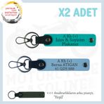 MiaWiki Deri Anahtarlık Kişiye Özel İsim Plaka Kan Grubu, Tek Ebat, MH-KAN-MT-5645x2, Koyu Turkuaz-Gök Mavi-yeşil, üniseks-yetişkin
