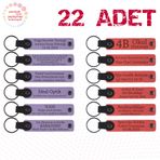 MiaWiki Deri Anahtarlık Mor Menekşe Lacivert 22'li Set, Standart, MH-KAN9112X22, Mor Menekşe & Nar Çiçeği, üniseks-yetişkin