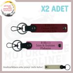 MiaWiki Deri Anahtarlık Motorcuya Özel İsim Plaka Kan Grubu, Standart, MH-KAN-MT-9023x2, Pembe-Bordo-sütlü kahve, üniseks-yetişkin