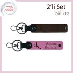 MiaWiki Deri Anahtarlık Takımı Futbol Figürlü, Standart, MH-KAN-39408x2, koyu kahve-pembe, üniseks-yetişkin