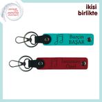 MiaWiki Deri Anahtarlık Takımı Nota Figürlü, Standart, MH-KAN-35779x2, koyu turkuaz-kırmızı, üniseks-yetişkin