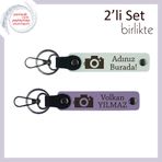 MiaWiki Deri Tasarım Yazılabilir Anahtarlık Seti, Standart, MH-KAN-39658x2, beyaz-mor menekşe, üniseks-yetişkin