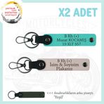MiaWiki Deri x2 Anahtarlık Motorcu Özel İsim Plaka, Standart, MH-KAN-MT-8098x2, Pudra-Turkuaz-yeşil, üniseks-yetişkin