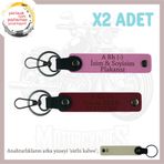 MiaWiki Deri x2 Anahtarlık Motorcuya Özel İsim Plaka, Standart, MH-KAN-MT-7023x2, Pembe-Bordo-sütlü kahve, üniseks-yetişkin