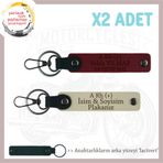 MiaWiki Deri x2 Anahtarlık Motosiklet Plaka Kan Grubu, Standart, MH-KAN-MT-6156x2, Sütlü Kahve-Bordo-lacivert, üniseks-yetişkin