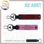 MiaWiki Deri x2 Anahtarlık Set Özel İsim Plaka Kan Grubu, Standart, MH-KAN-MT-9022x2, Pembe-Bordo-siyah, üniseks-yetişkin