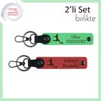 MiaWiki Doğum Gününe Özel İsimli 2'li Deri Set, Standart, MH-KAN-39371x2, fıstık yeşil-nar çiçeği, üniseks-yetişkin