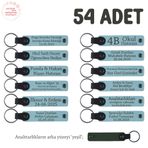 MiaWiki Düğün Hediyesi Anahtarlık Seti 54'lü, 54'lü Set, MH-KAN8531X54, Gök Mavi & Yeşil, üniseks-yetişkin