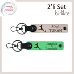 MiaWiki Erkek Çocuğa Yazılabilir Deri Takım Anahtarlık, Tek Ebat, MH-KAN-39526x2, pudra-fıstık yeşil, erkek-çocuk