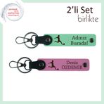 MiaWiki Erkek Kardeşe Kişisel İsimli Deri Anahtarlık, Standart, MH-KAN-39318x2, açık yeşil-pembe, üniseks-yetişkin
