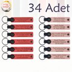 MiaWiki Firma İsmi Yazılı Deri Anahtarlık 34'lü Set, Standart, MH-KAN9124X34, Nar Çiçeği & Yavru Ağzı, üniseks-yetişkin
