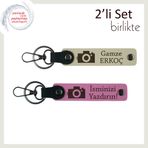 MiaWiki Fotoğraf Makinesi Desenli Anahtarlık Seti, Standart, MH-KAN-39894x2, sütlü kahve-pembe, üniseks-yetişkin