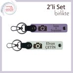 MiaWiki Fotoğraf Temalı 2'li Kişisel Anahtarlık, Standart, MH-KAN-39794x2, mor menekşe-beyaz, üniseks-yetişkin