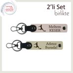 MiaWiki Futbol Figürlü Deri Anahtarlık Takımı, Standart, MH-KAN-39537x2, pudra-sütlü kahve, üniseks-yetişkin