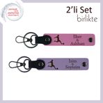 MiaWiki Futbol Figürlü İsme Özel Anahtarlık Seti, Standart, MH-KAN-39514x2, pembe-mor menekşe, erkek