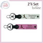 MiaWiki Futbol Temalı İsme Özel 2'li Anahtarlık Seti, Standart, MH-KAN-39336x2, beyaz-pembe, üniseks-yetişkin