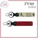MiaWiki Futbol Temalı İsme Özel 2'li Anahtarlık Seti, Standart, MH-KAN-39567x2, sütlü kahve-kırmızı, erkek