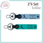MiaWiki Futbol Temalı İsme Özel Deri Anahtarlık Seti, Standart, MH-KAN-39385x2, gök mavi-koyu turkuaz, erkek