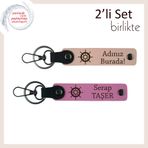 MiaWiki Gemi Dümeni Motifli Deri Anahtarlık Seti, Tek Ebat, MH-KAN-36711x2, yavru ağzı-pembe, üniseks-yetişkin